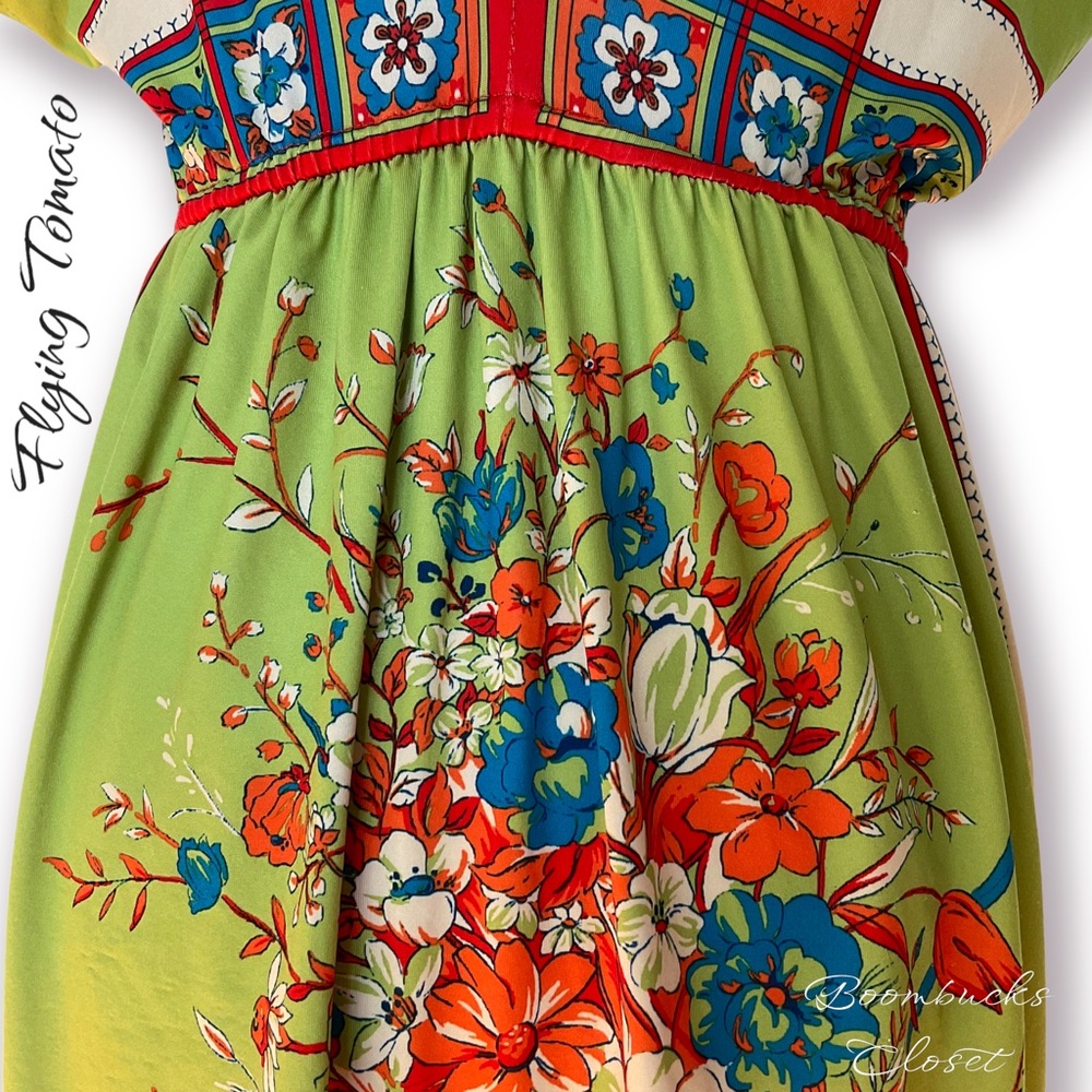 Flying Tomato Floral Multicolor Green Orange Dress Small - Picture 9 of 16